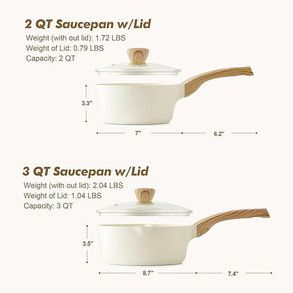 SENSARTE 2.0 & 3.0 Quart Ceramic Sauce Pan Sets - Image 7