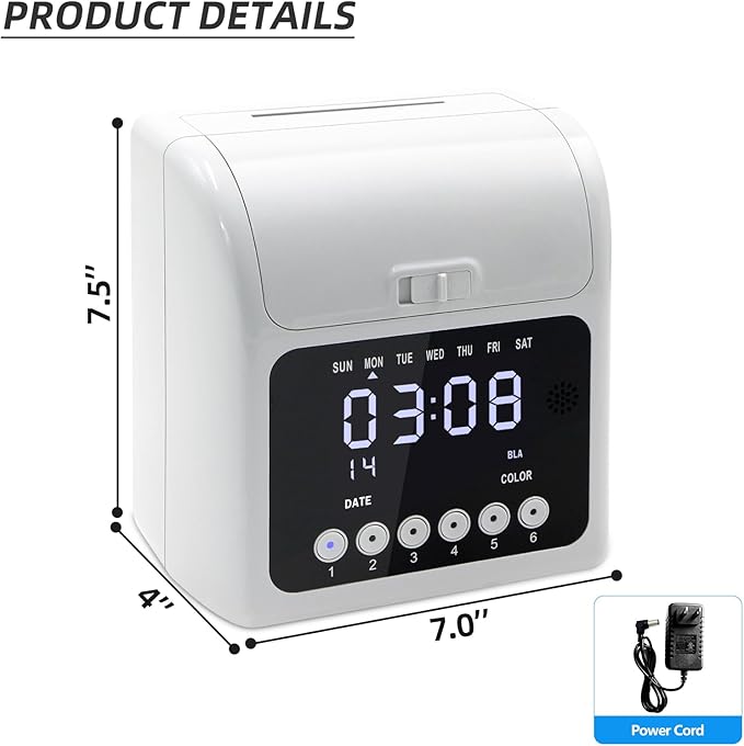 TooCust Time Clock Bundle for Small Business, Passcode Time Clock Punch Machine - Image 5
