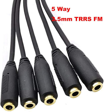 Kework 12 Inch 1/8” 3.5mm TRRS Splitter Audio Cable, 1 Male to 5 Female 3.5mm - Image 2