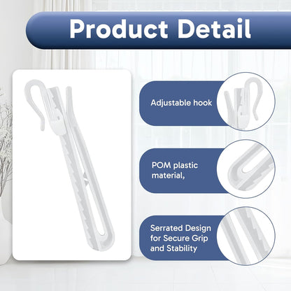 80 Pieces Pinch Pleat Curtain Hooks, 85mm Adjustable Curtain Hooks with Measuring Tape, Height Adjustment Hooks for Pleated Curtain Hook Slots
