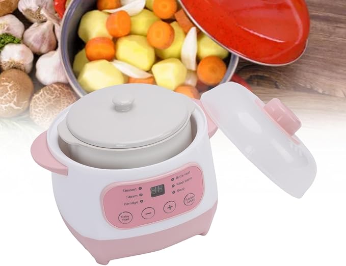 TOPINCN 1L 200W Electric Stew Pot, Smart ABS Ceramic Mini Slow Cooker, Dorm Room - Image 3