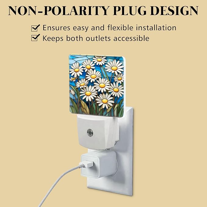 PODMemory Daisy Stained Glass Night Lights Plug into Wall - Image 4