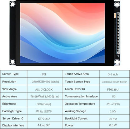 Hosyond 3.5 inch 320x480 IPS Capacitive Touch Screen LCD Module SPI Serial - Image 3