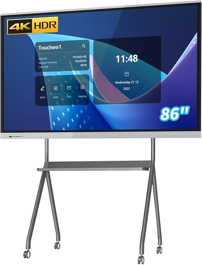 86" Touchscreen Monitor Smart Board, 4K Interactive Presentation Electronic by TouchWo