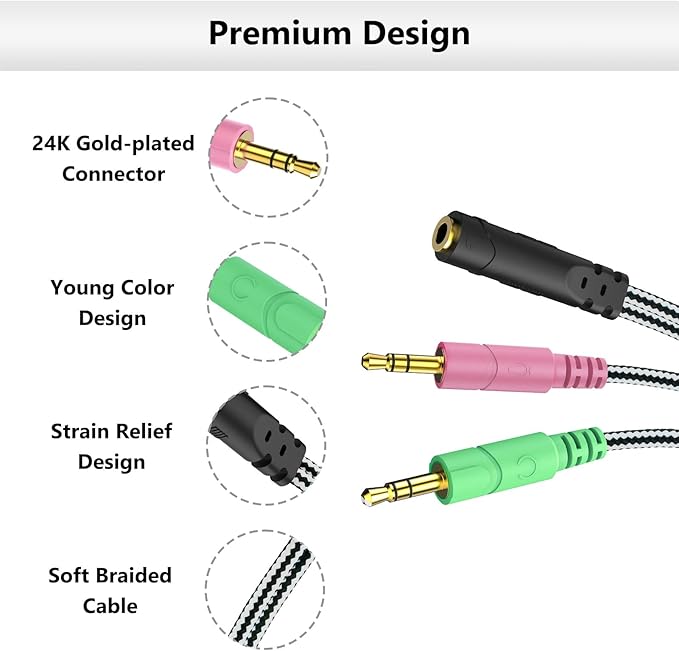 MillSO Headphone Splitter for Computer CTIA 3.5mm TRRS Female to Dual TRS Male - Image 5