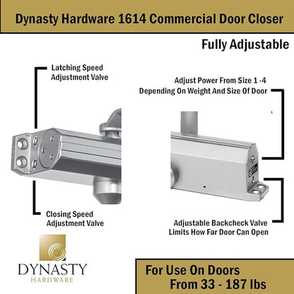 Dynasty Hardware Door Closer, Grade 1 Heavy Duty Commercial Hydraulic Closer - Image 4