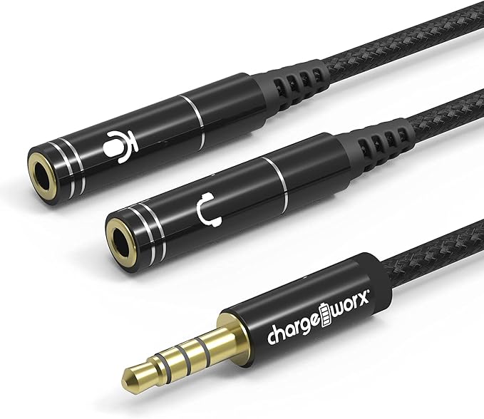ChargeWorx 3.5mm Mic and Headphone Jack Splitter, Y-Splitter Adapter - Image 2