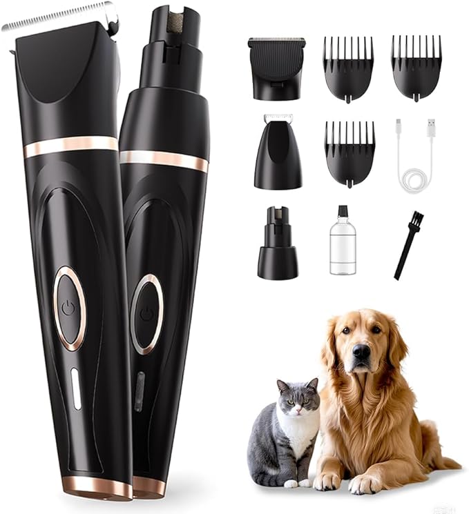 Dog Clippers Grooming Kit with Paw Trimmer, 3 in 1 Low Noise Electric by Unknown