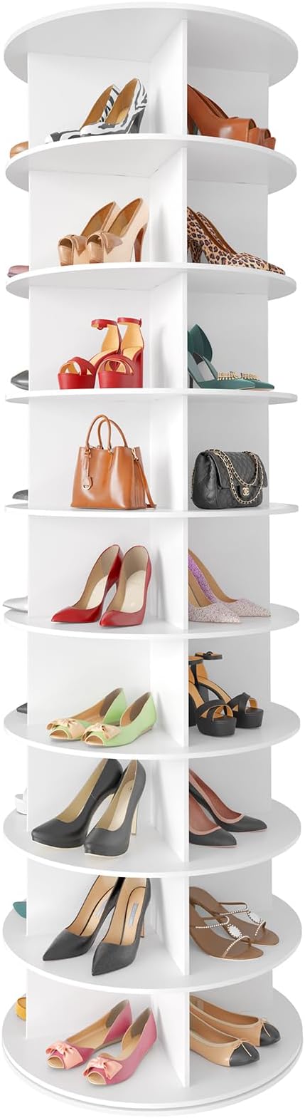 SpaceAid 9 Tier Rotating Shoe Rack Tower, Spinning Shoe Display Lazy Susan by SpaceAid