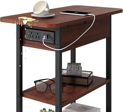 LIDYUK End Table with Charging Station, Flip Top Side Table with USB Ports and - Image 5