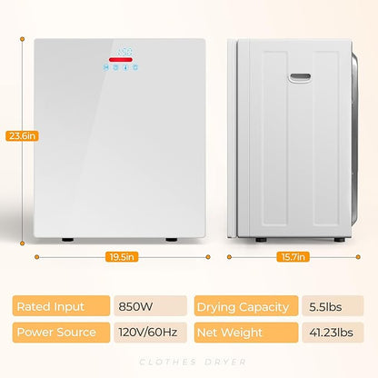 EUHOMY 1.5 Cu.ft. Portable Clothes Dryer, 850W Compact Dryer - Image 7