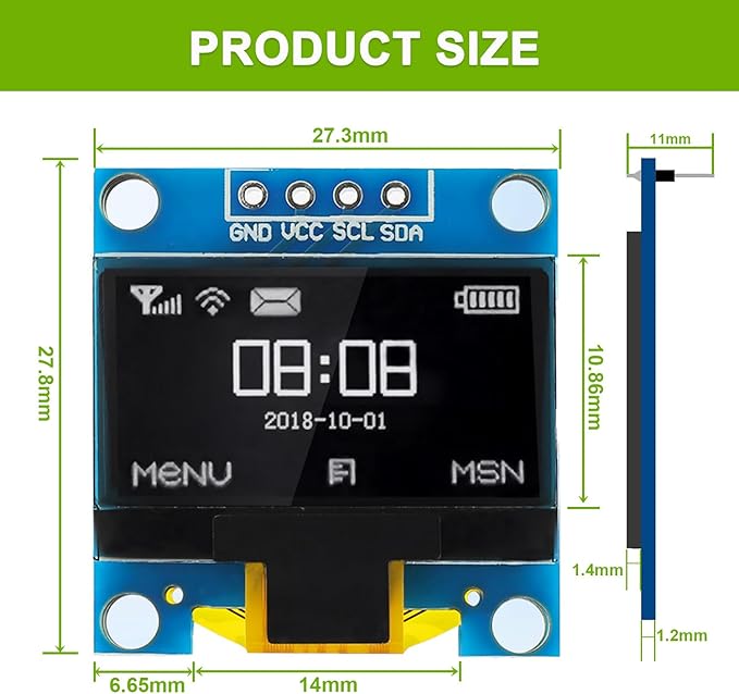 EPLZON 5 Pack 0.96 inch OLED IIC Display Module 128x64 Pixel Mini Self-Luminous - Image 3