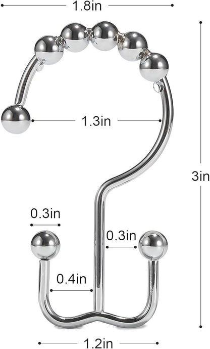 Shower Curtain Hooks, Goowin Shower Curtain Rings, Stainless Steel Shower - Image 3