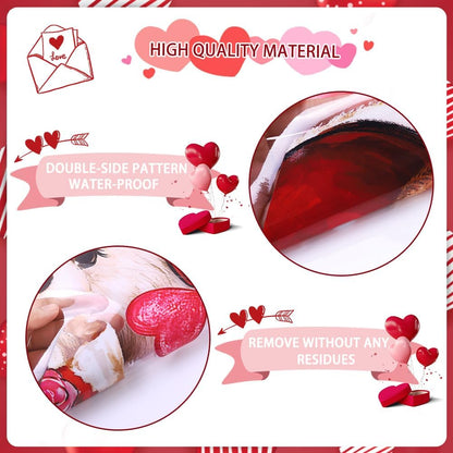 Celltestria Extra Large Valentines Window Clings Love Heart Valentines Bear Window Decals Stickers for Holiday Home Office School Party Gifts Decor Glass Decoration