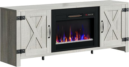 Bestier 63" Fireplace TV Stand for TVs Up to 70", Farmhouse Barn Door - Image 9