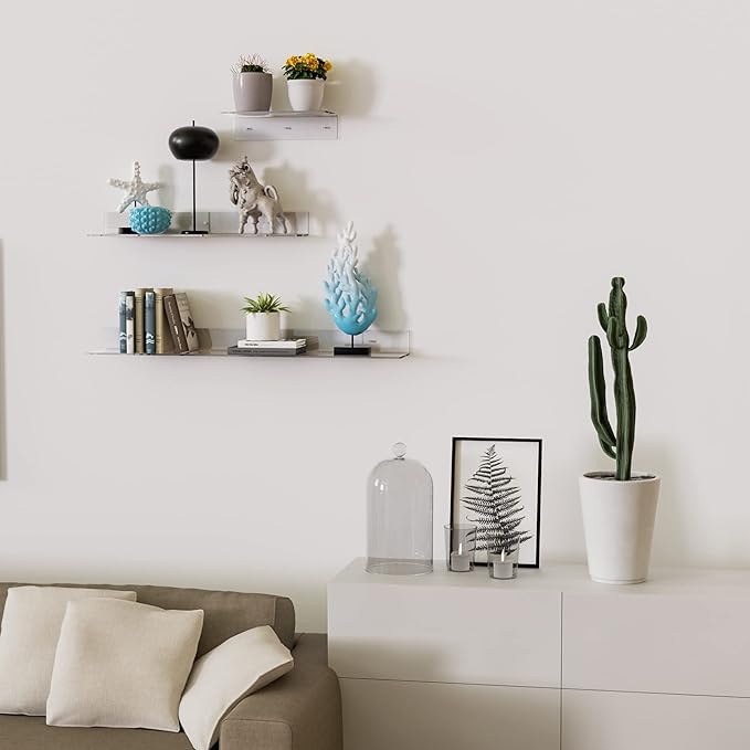 Acrylic Wall Shelves 36 24 12 Inches, Wall Mounted Display Shelves - Image 2
