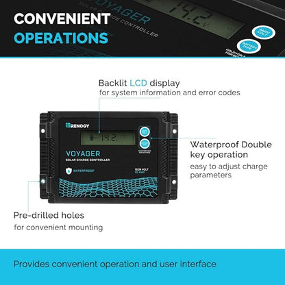 Renogy Voyager 20A 12V/24V PWM Waterproof Solar Charge Controller w/ LCD Display - Image 5