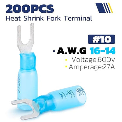 haisstronica 120PCS Heat Shrink Fork Spade Connectors #10 Waterproof Marine - Image 2