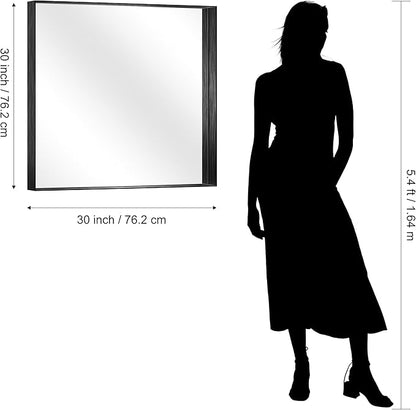 CIRCUMI Black Bathroom Mirror, Brushed Finish, Tempered Glass, Square Mirror - Image 8