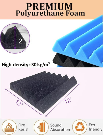 Sound Proof Foam Panels for Wall 24 Pack Acoustic Panels Sound Absorbing 2" X - Image 3