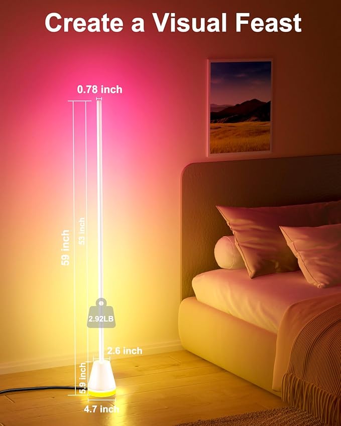 Keepsmile Smart RGB LED Corner Floor Lamp, 172 LEDs Bright Standing Lamps - Image 7