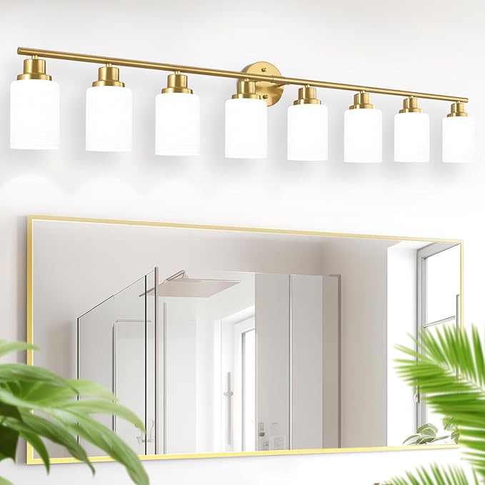 Guliaofo 8-Light Vanity Lights, Brushed Gold Bathroom Light Fixture - Image 8