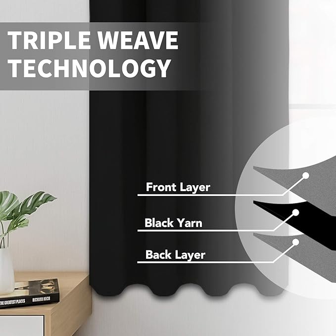 Easy-Going Blackout Curtains for Bedroom, Solid Thermal Insulated Grommet and - Image 3