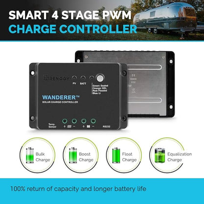 Renogy Wanderer Li 30A 12V PWM Negative Ground Solar Charge Controller Solar - Image 2