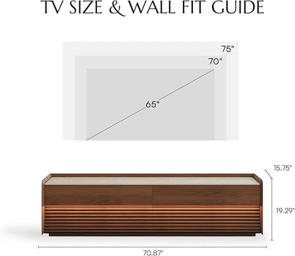 POVISON Fully-Assembled Mid Century Matte Sintered Stone TV Stand, 70.87" Wood - Image 3