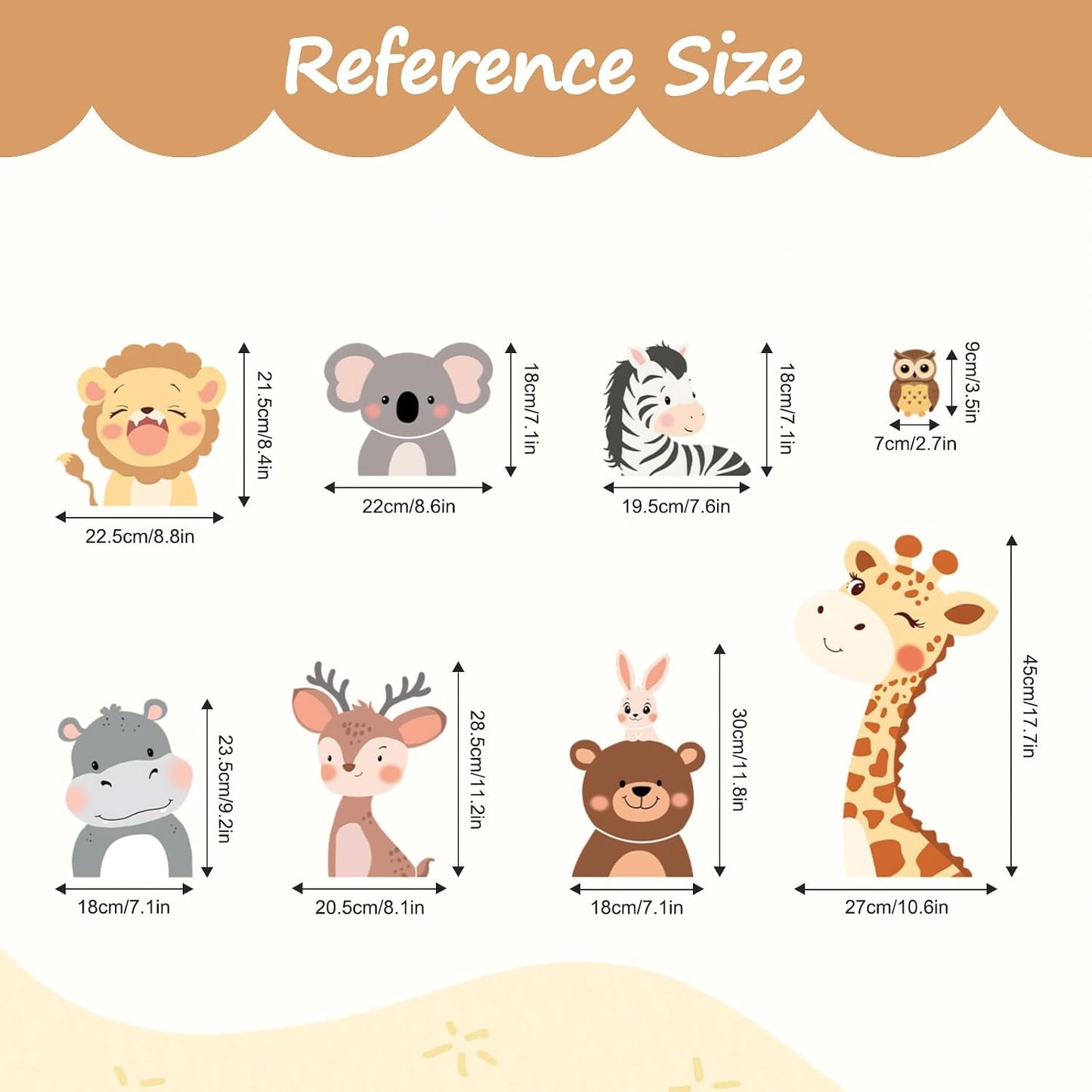 Tanlaby Animal Wall Decals Cartoon Jungle Forest Animals Wall Stickers | 79pcs Polka Dot Giraffe Bear Deer Lion Art Decals for Baby Nursery Kids Toddler Bedroom Playroom Birthday Party Decor