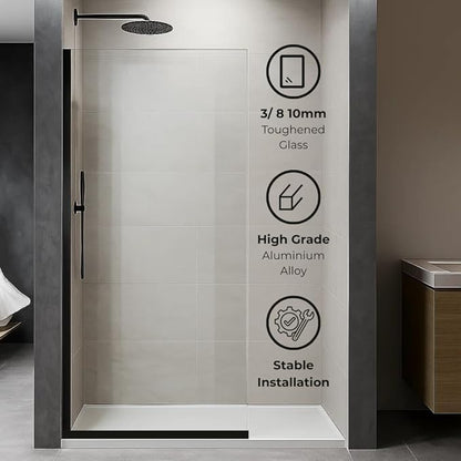 Yana Frameless Shower Door Screen, Fixed Shower Door Panels 3/8" Thick Tempered - Image 4