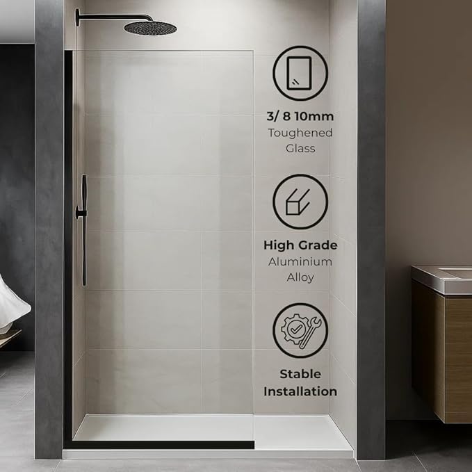 Yana Frameless Shower Door Screen, Fixed Shower Door Panels 3/8" Thick Tempered - Image 4