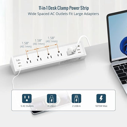 Tecmojo Desk Clamp Power Strip 5 Outlet - Image 5