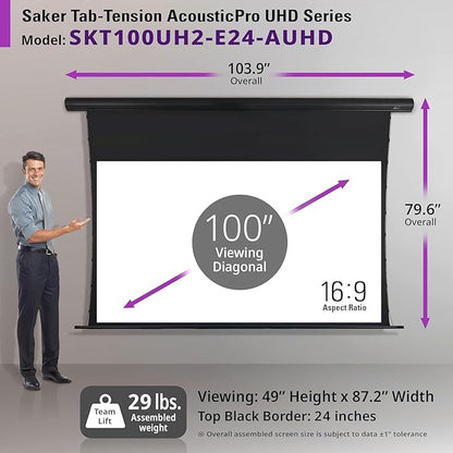 Elite Screens Saker Tab-Tension AcousticProUHD RC1 Kit, 100-INCH 24" Drop - Image 7