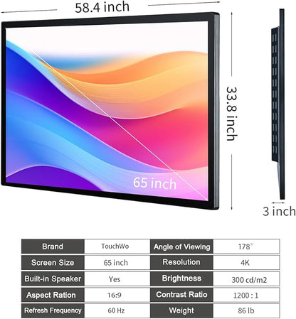 TouchWo 65-inch Interactive Touchscreen Monitor, Electronic Whiteboard Touch - Image 7