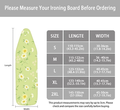 ZCFYGDX Fresh White Daisy Print Ironing Board Cover, Resist Scorching & Staining - Image 5