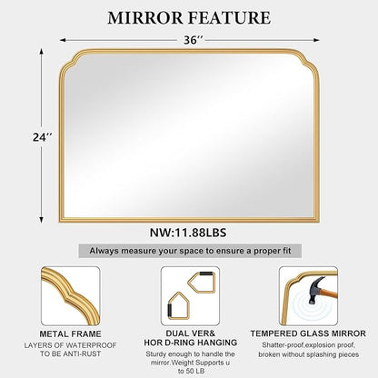 36X24 Inch Gold Bathroom Vanity Mirror - Image 5