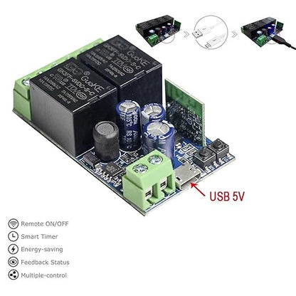 Ewelink WiFi Wireless Smart Relay Module USB 5v 2 Channel Momentary Toggle - Image 2