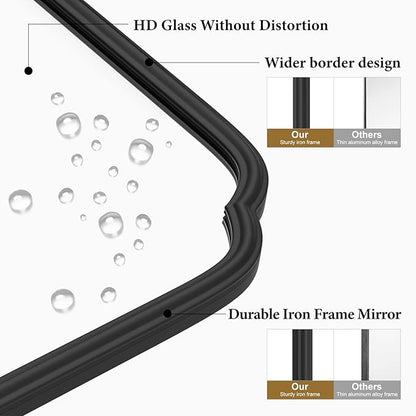 20X30 Inch Black Metal Framed Bathroom Mirror - Image 6