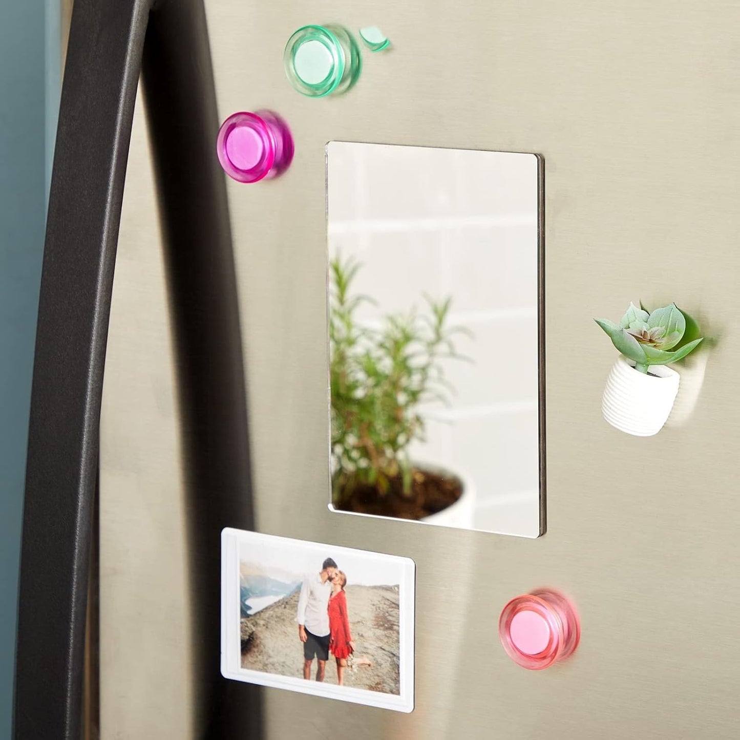 Juvale Locker Mirror Magnetic - 4 x 6 in, Silver Acrylic, Rectangular, Set of 2 - Magnetic Mirror for Locker Accessories & Office Use - Shatterproof & Rounded Corners for School & Office