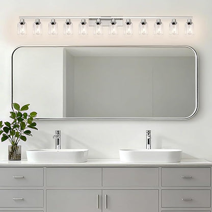 DIKAIDA Brushed Nickel Bathroom Vanity Light, 12 Light Brushed Nickel Bathroom - Image 5