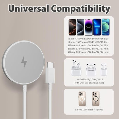 Magnetic Charger for iPhone 17 16e, 10FT 2Pack Fast Charge for Apple MagSafe - Image 3