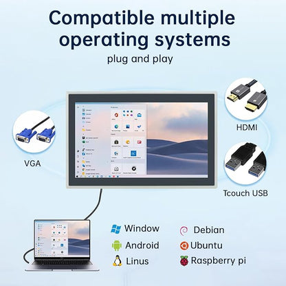 8-Inch Industrial Touch Screen Monitor, Ratio 16:10 Embedded PCAP Touchscreen - Image 3