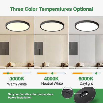 6PK 15.8 Inch LED Flush Mount Ceiling Light Black, 3000K/4000K/6000K CCT - Image 2