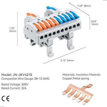 JANDECCN 6pcs DIN Rail Terminal Blocks, DIY Splicing Wire Connectors - Image 5