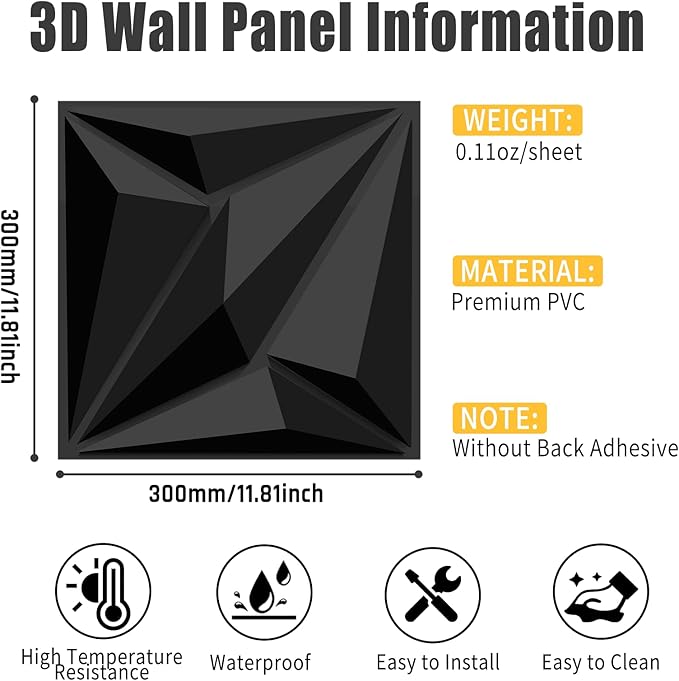 33 Pack 3D Textured Wall Panels – 12x12'' PVC Wall Coverings – Easy Install - Image 2