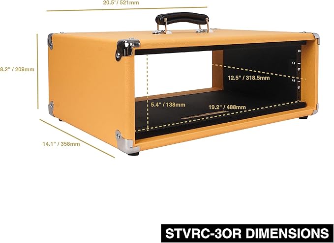 Sound Town Vintage 3U Amp Rack Case, 12.5" Depth - Image 6