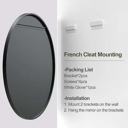 20 Inch Matte Black Round Mirror, Round Bathroom Vanity Mirror wilth Metal Frame - Image 6