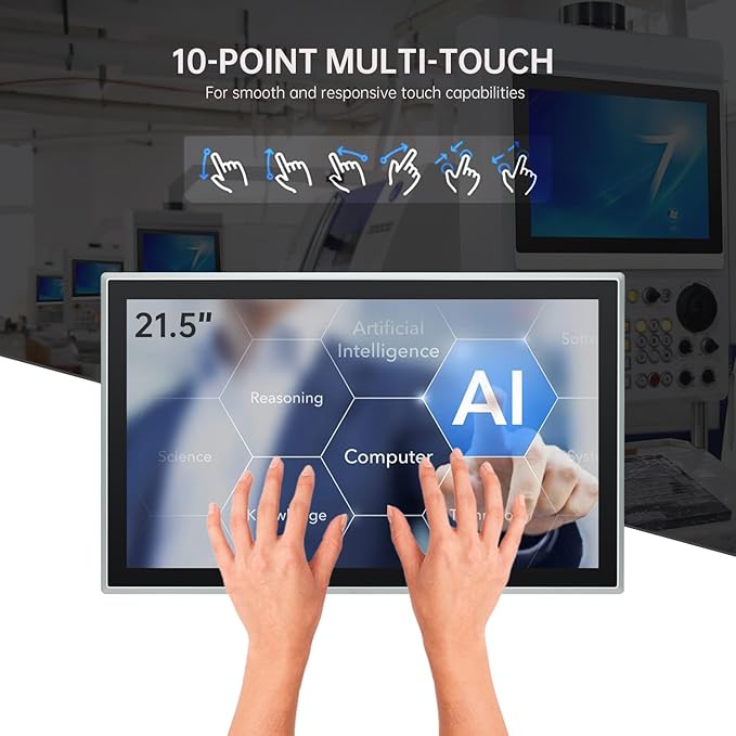 21.5-Inch Industrial Embedded Panel PC, Ratio 16:9 Multi-Touchscreen-Monitor - Image 2