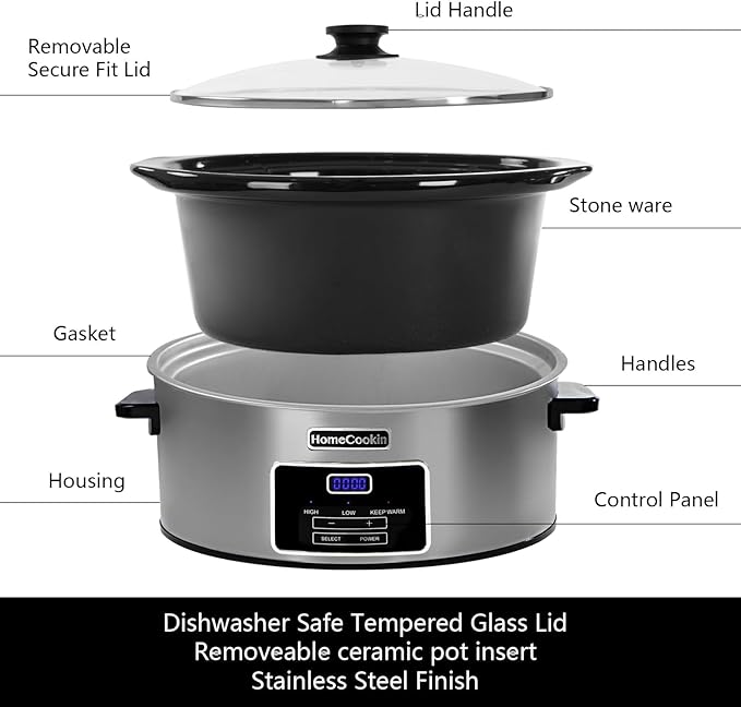 HOMECOOKIN 6-Quart Digital Programmable Slow Cooker - Image 3